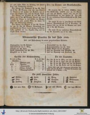 Astronomische Practica für das Jahr 1843.