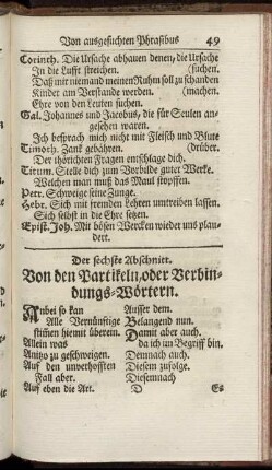 Der sechste Abschnitt. Von den Partikeln, oder Verbindungs-Wörtern.