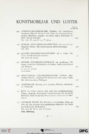 Kunstmobiliar und Luster (Nr. 245-281)