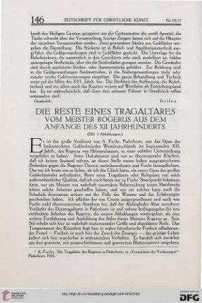 Die Reste eines Tragaltares vom Meister Rogerus aus dem Anfange des XII. Jahrhunderts