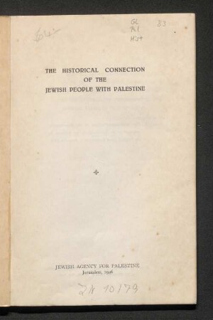 The historical connection of the Jewish people with Palestine
