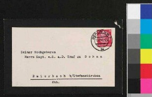 Danksagung zur Anteilnahme zum Heimgang des Kaisers an Graf zu Dohna-Schlodien