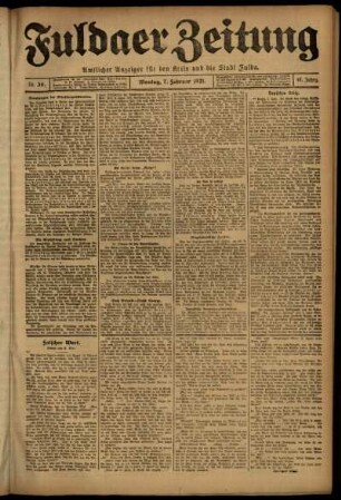 Ausgabe vom Montag, den 07. Februar 1921.