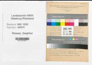 Entnazifizierung Siegfried Weisser, geb. 15.02.1905 (Regierungsrat)