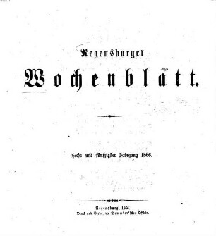 Regensburger Wochenblatt. 56. 1866
