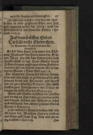 Auß dem sechsten Gebot. Du sollt nicht Ehebrechen.
