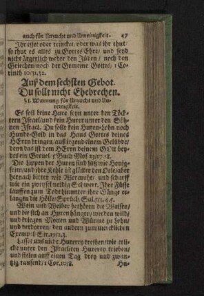 Auß dem sechsten Gebot. Du sollt nicht Ehebrechen.