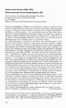 Johann Jacob Gensler (1808-1845) Blankeneserinnen bei der Reepschlägerei, 1837