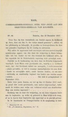 XLIX. Commissarissen-generaal over Nedl.-Indie aan den directeur generaal van kolonien