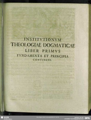 ... Liber Primus Fundamenta Et Principia Continens