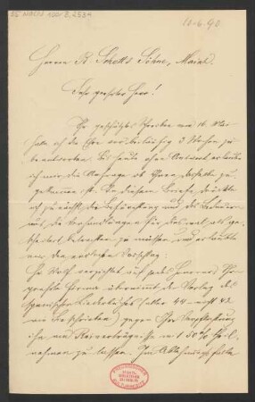 Brief an B. Schott's Söhne : 10.06.1890