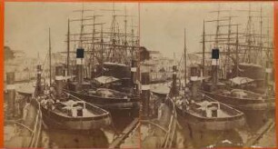Hamburg. Blick von der Landungsbrücke auf den Hafen. Stereoaufnahme
