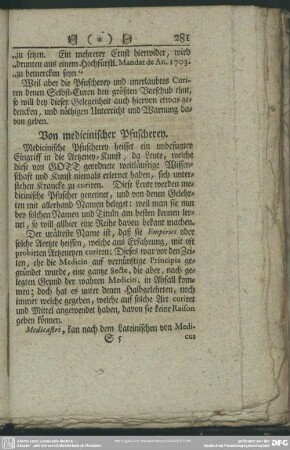 Von medicinischer Pfuscherey