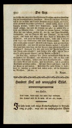 Hundert fünf und neunzigstes Stück