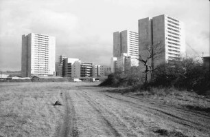 Freiburg; Weingarten: Weingarten Ost; Hochhausgruppe Krozinger Straße von Westen