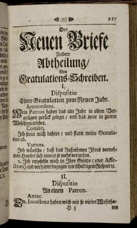 Der Neuen Briefe Andere Abtheilung/ Von Gratulations-Schreiben