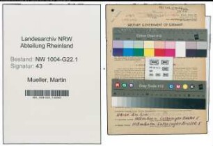 Entnazifizierung Martin Mueller , geb. 09.03.1905 (Monteur)