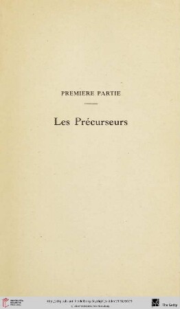 Premiere partie: Les Précurseurs