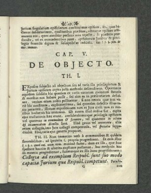 Cap. V. De Objecto