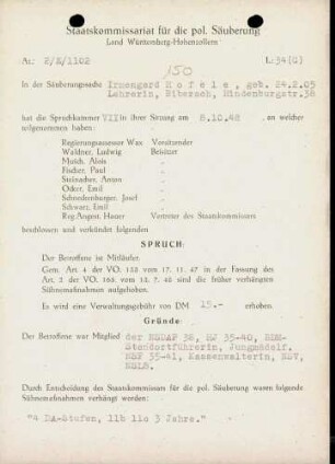 Hofele, Irmengard