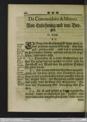 De Commodato & Mutuo. Von Entlehnung und von Borgen