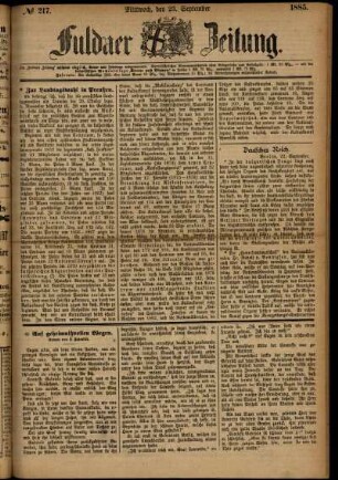 Ausgabe vom Mittwoch, den 23. September 1885.