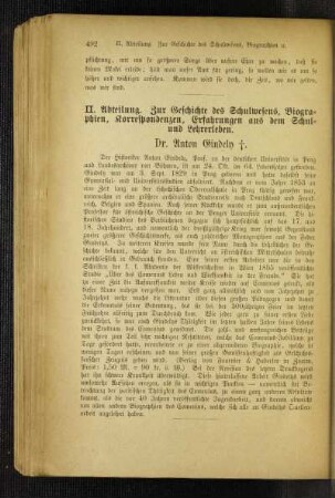 Dr. Anton Gindely : [Nekrolog]