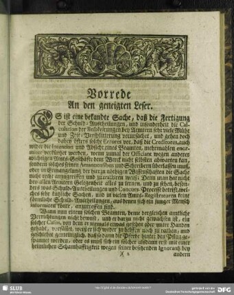 Vorrede An den geneigten Leser