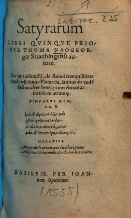 Satyrarum Libri Qvinqve Priores