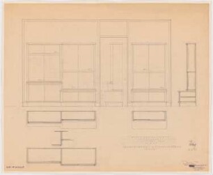 Werkbund-Ausstellung, Stuttgart-Weißenhof Einfamilienhaus Typ C 7: Wohnzimmer, Bücherschränke, Ansichten 1:10