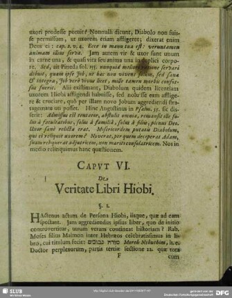 Caput VI. De Veritate Libri Hiobi