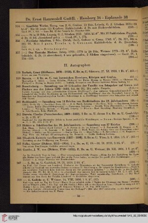 II. Autographen (Nr. 358 - 391)