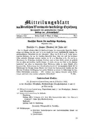Mitteilungsblatt des Deutschen Vereins für werktätige Erziehung