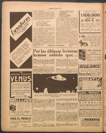 Por las últimas lecturas hemos sabidos que...