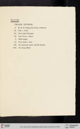 Frank Eugene [list of plates]