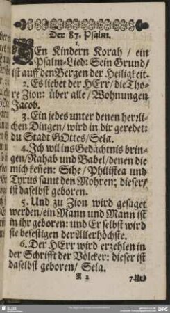 Der 87. Psalm
