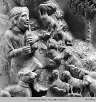 Antependium mit Szenen aus dem Leben Mariens : Die Verkündigung der Geburt Mariens an Joachim