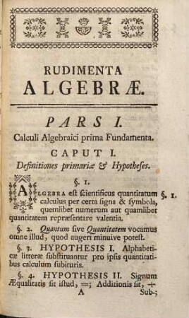 Rudimenta Algebrae