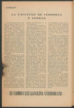 La Facultad de Filosofía y Letras