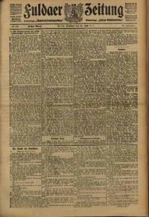 Erste Ausgabe vom Dienstag, den 13. Juni 1911.