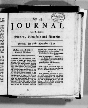 Journal der Districte Minden, Bielefeld und Rinteln im Weser-Department