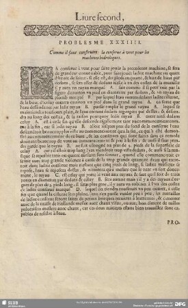 PROBLESME XXXIIII. Comme il faut construire la conserue à vent pour les machines hidroliques.