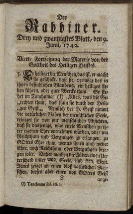 Drey und zwanzigstes Blatt, den 9. Junii, 1742.
