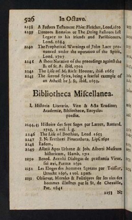 526-632, Bibliotheca Miscellanea