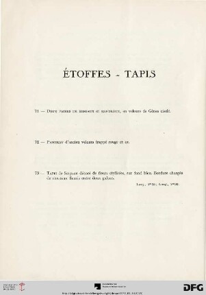 Étoffes - Tapis (Nr. 71-73)