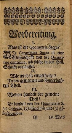 M. Adam Erdmann Miri, Gymn. Zitt. Con-Rect. Kurtze Fragen aus der Geometria Sacra : Worinnen Denen Liebhabern vieler Antiquitäten Bey Lesung der Bibel ein sonderbares Licht gegeben wird