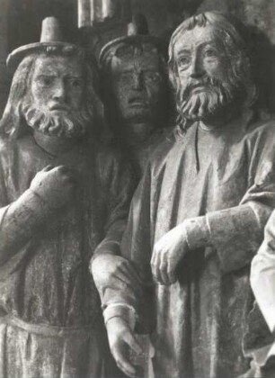 Naumburg. Dom St. Peter und Paul, Westlettner (1250-1270), rechter Fries. Christus vor Pilatus. Detail: Christus und zwei Juden