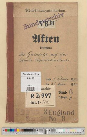 Gutschrift auf das britische Liquidationskonto: Bd. 6