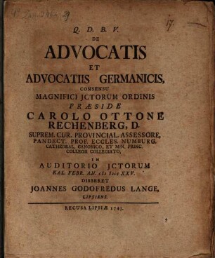 De advocatis et advocatiis Germanicis