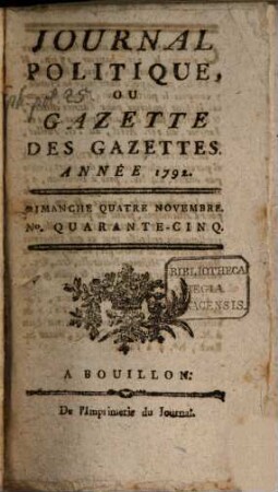 Journal politique, ou Gazette des gazettes. 1792,11/12